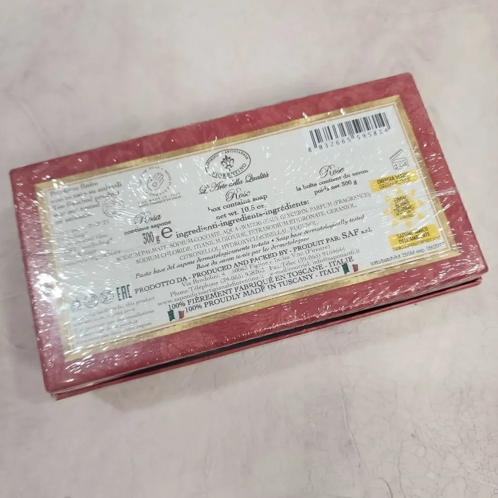 NEW La Saponeria 10.5 oz Firenze Bouquet Rose Scented Soap Made in Tuscany Italy